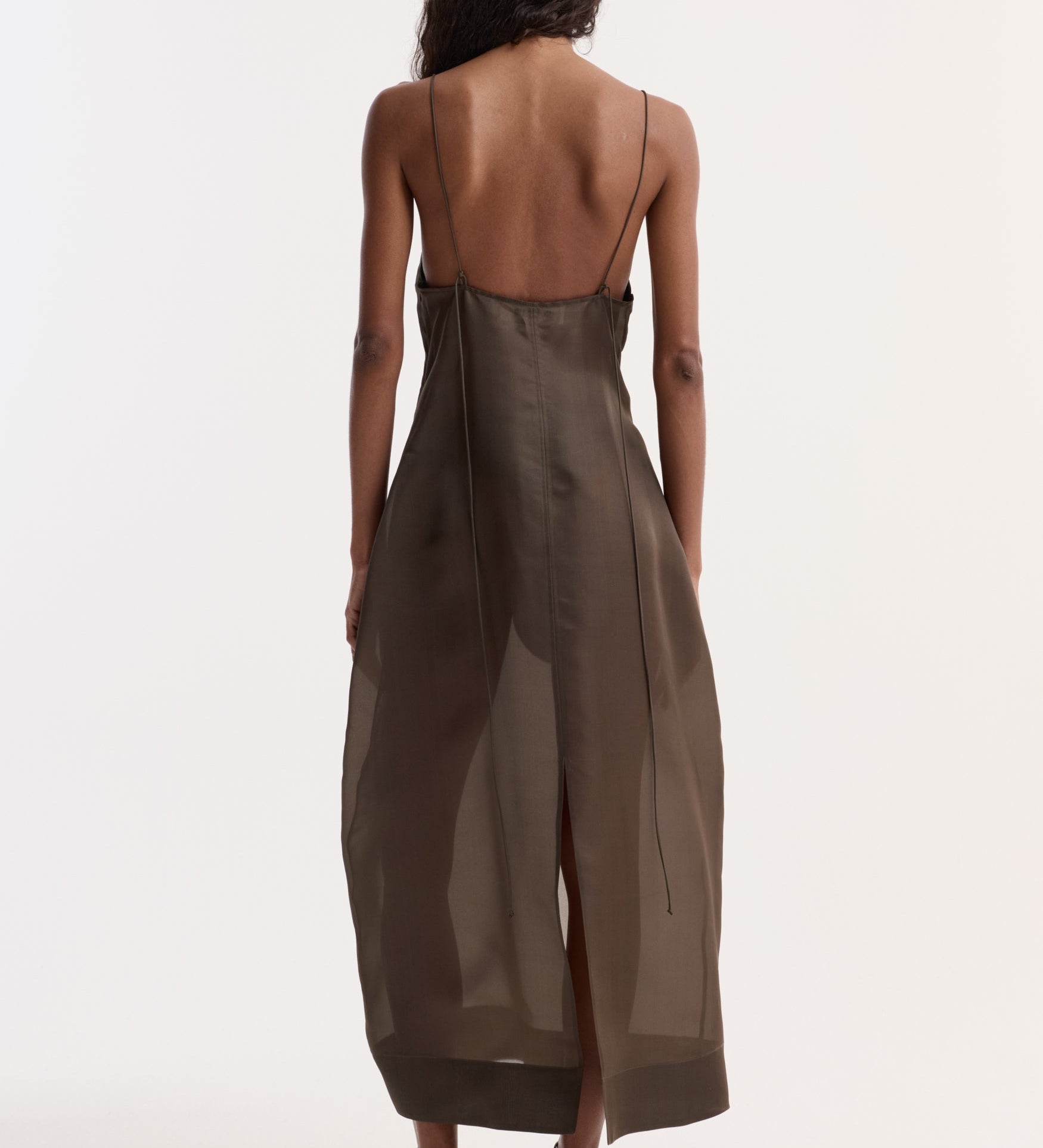 ROHE - Sheer bustier volume dress | earth