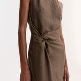 ROHE - Sarong dress | brown melange