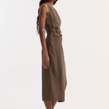 ROHE - Sarong dress | brown melange