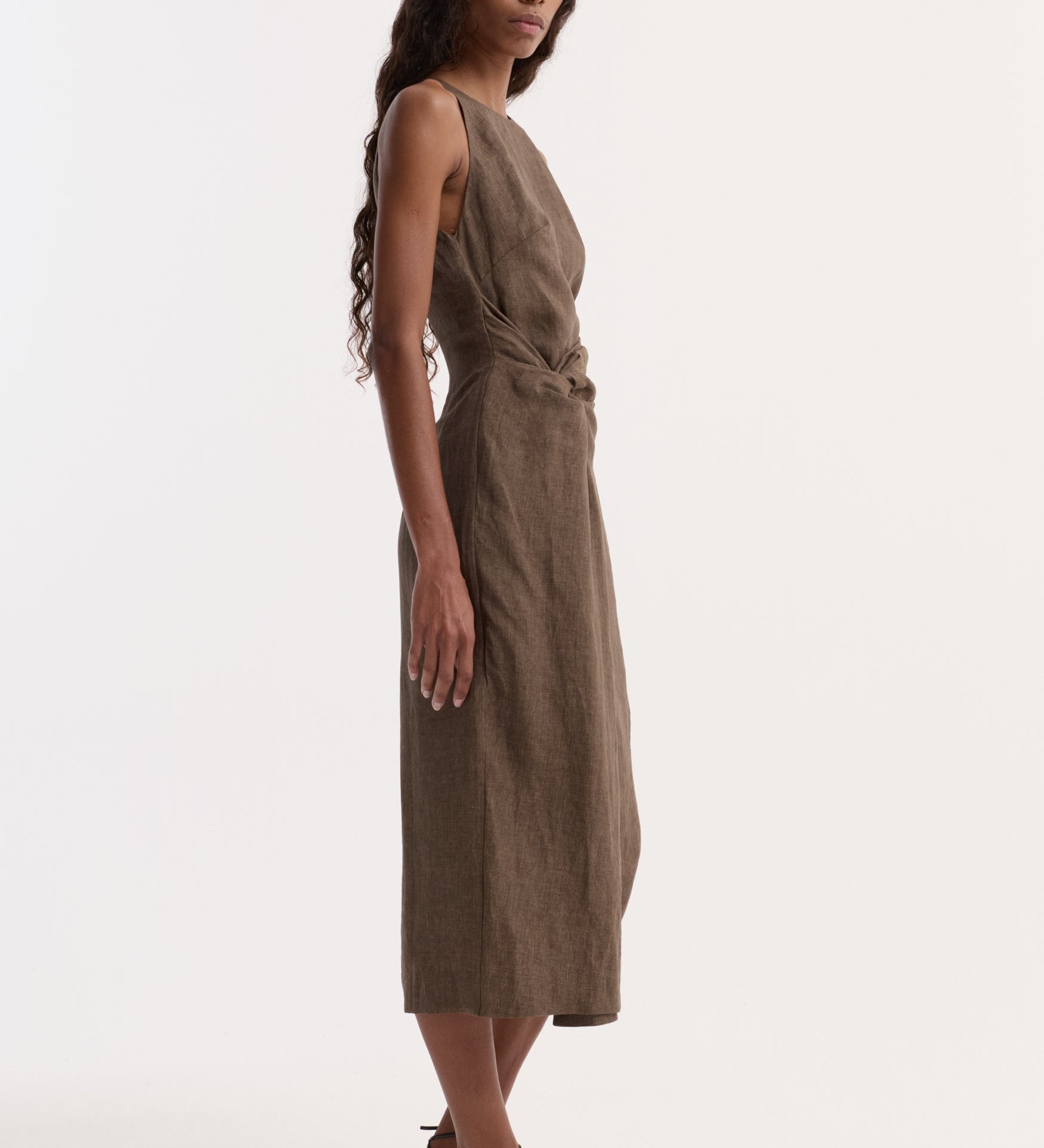 ROHE - Sarong dress | brown melange