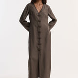 ROHE - Pankou closure silk dress | earth