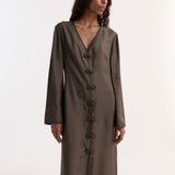 ROHE - Pankou closure silk dress | earth