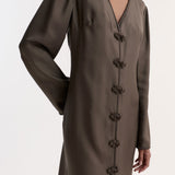 ROHE - Pankou closure silk dress | earth