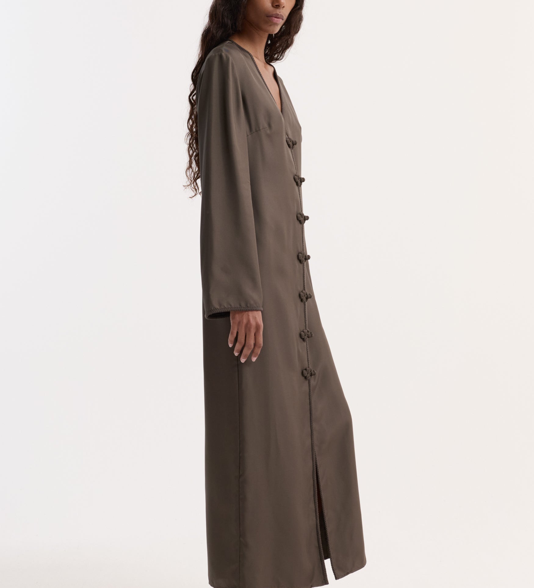 ROHE - Pankou closure silk dress | earth