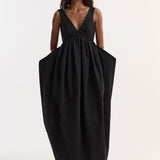 ROHE - Sculptural textured cotton dress | black
