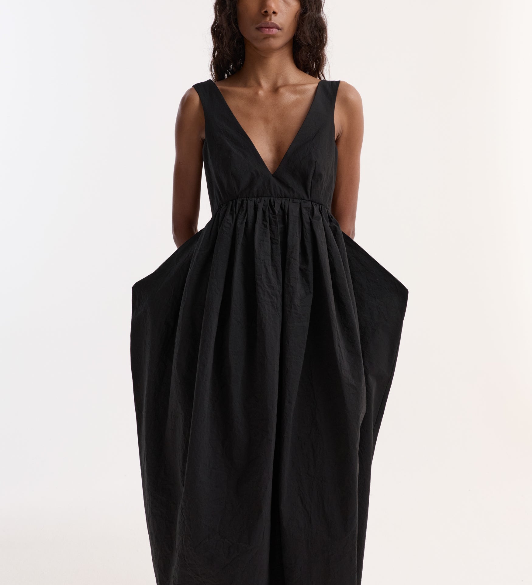 ROHE - Sculptural textured cotton dress | black