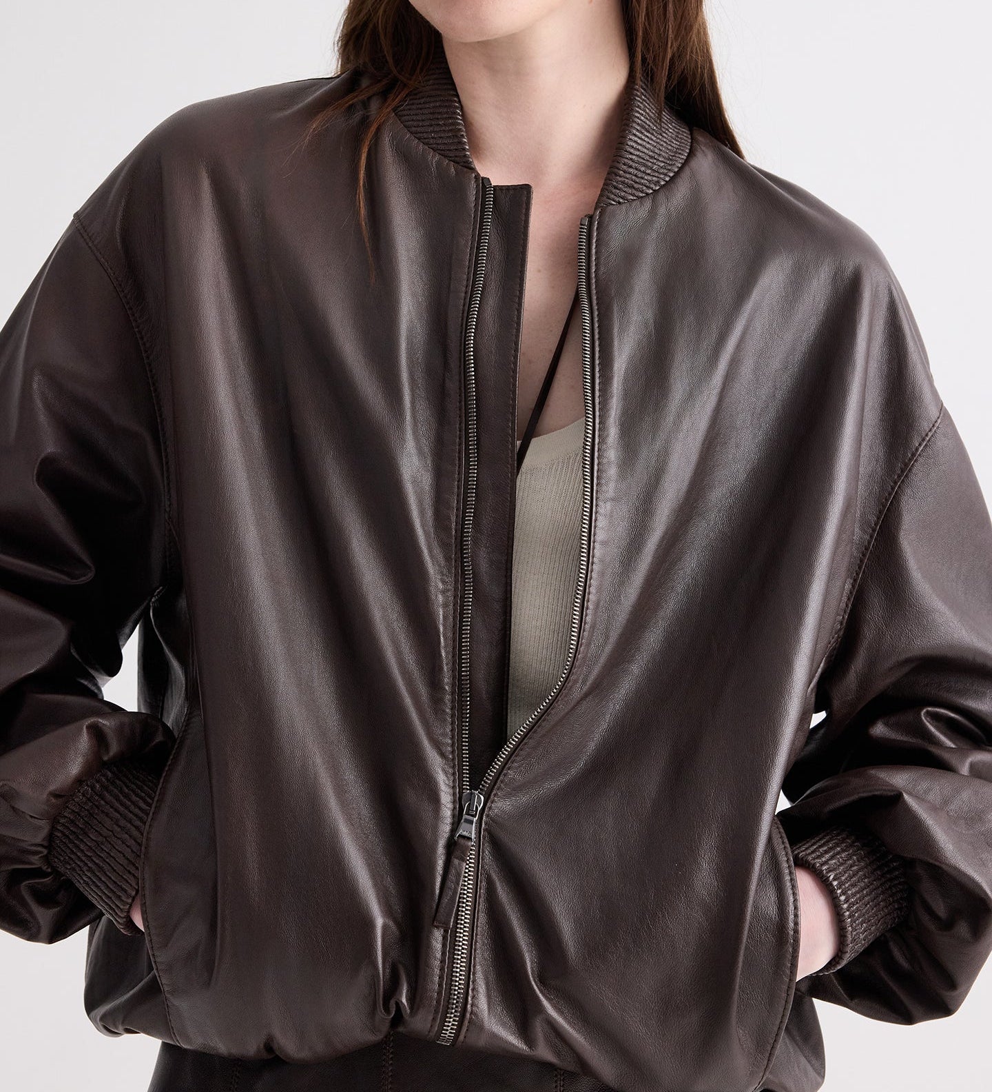 TWP - Bubble Hem Bomber Jacket in Dolce Leather