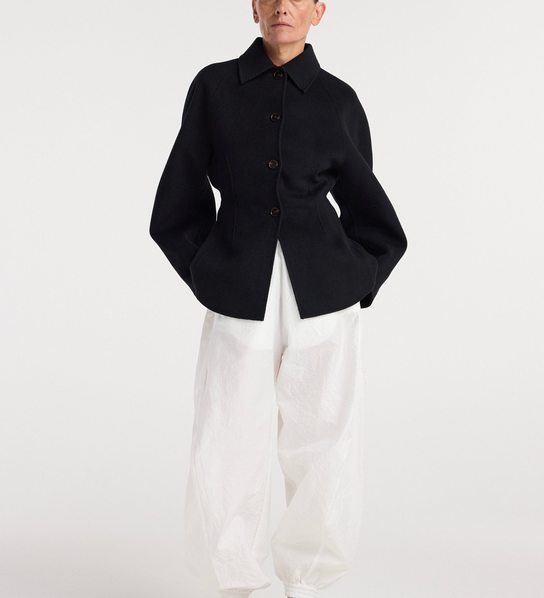 ROHE - Double - faced sculptural jacket | black