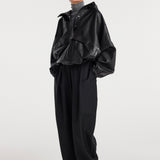 ROHE - Leather oversized anorak | black