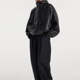 ROHE - Leather oversized anorak | black