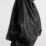 ROHE - Leather oversized anorak | black