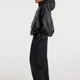 ROHE - Leather oversized anorak | black
