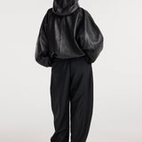 ROHE - Leather oversized anorak | black