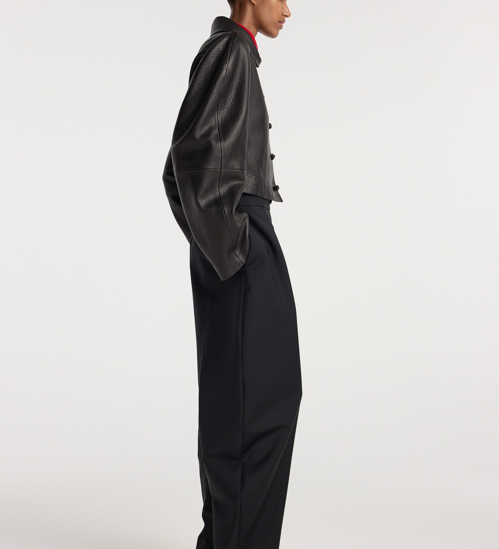 ROHE - Rounded grain leather cropped jacket | black