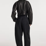 ROHE - Rounded grain leather cropped jacket | black