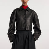 ROHE - Rounded grain leather cropped jacket | black