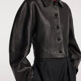 ROHE - Rounded grain leather cropped jacket | black