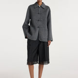 ROHE - Double - faced wool pankou closure jacket | dark grey melange