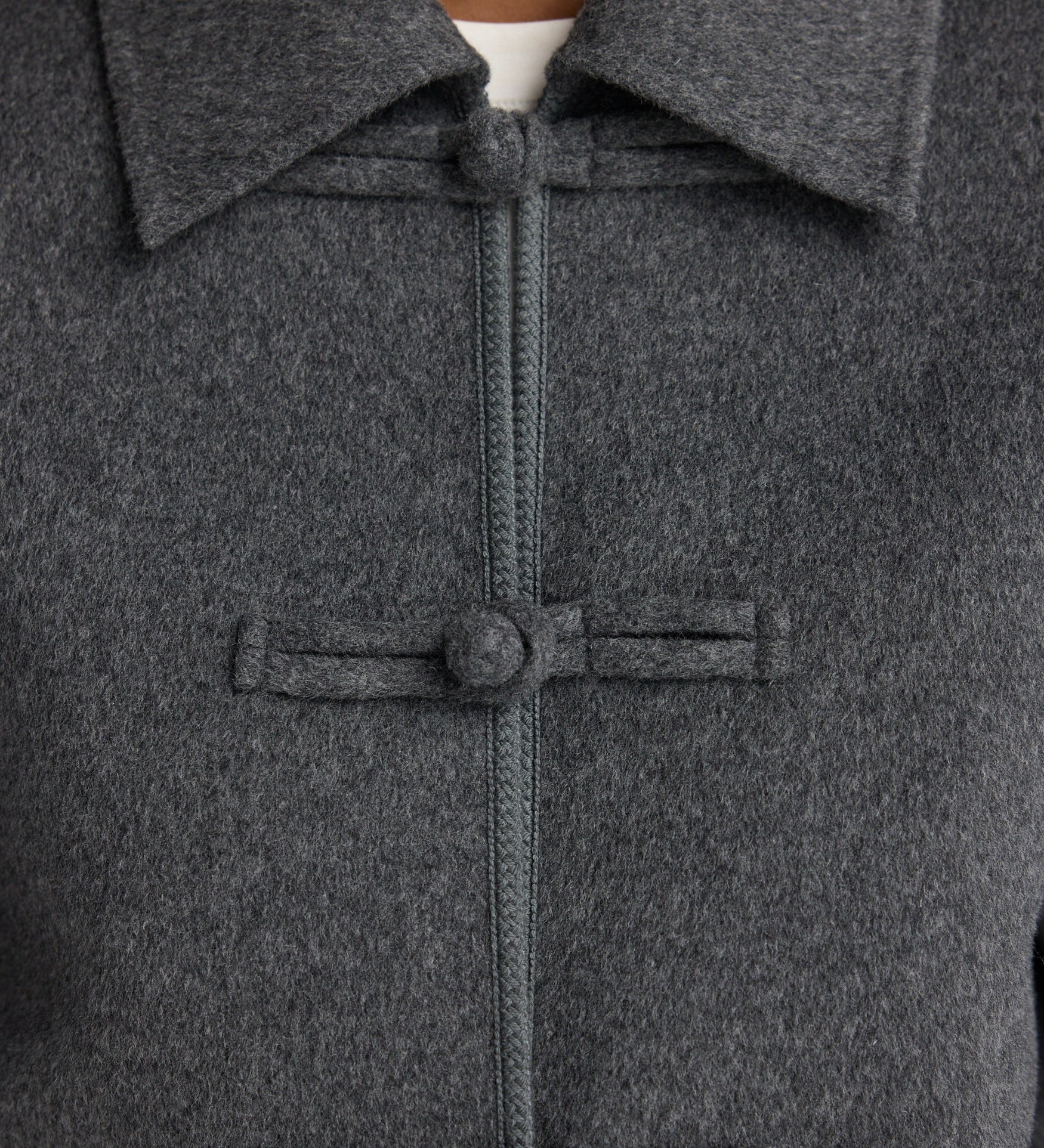 ROHE - Double - faced wool pankou closure jacket | dark grey melange