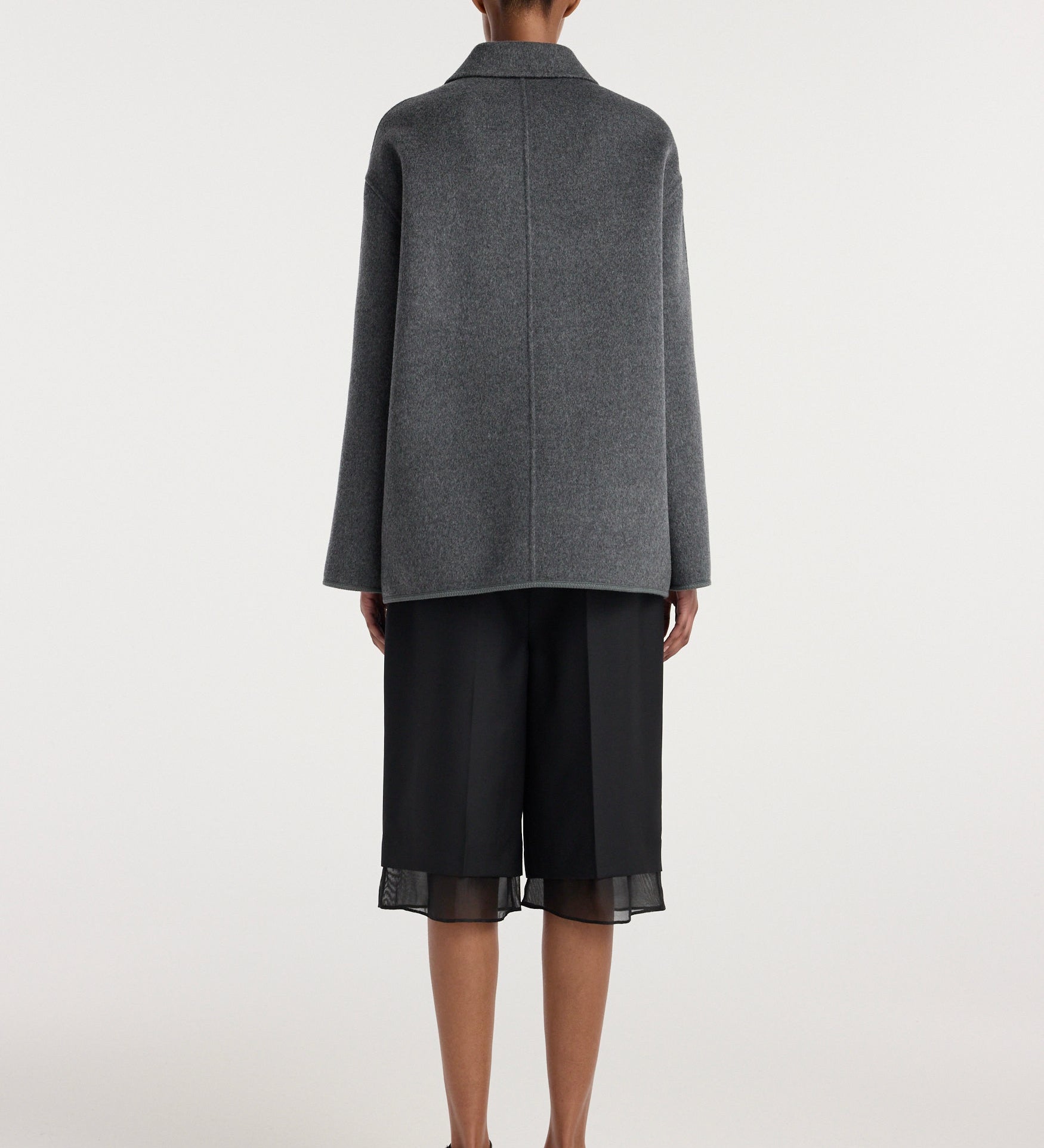 ROHE - Double - faced wool pankou closure jacket | dark grey melange