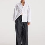 ROHE - Poplin uneven collar shirt | optic white