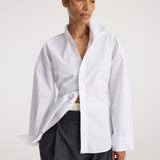 ROHE - Poplin uneven collar shirt | optic white