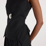 ROHE - Deconstructed collar top | black