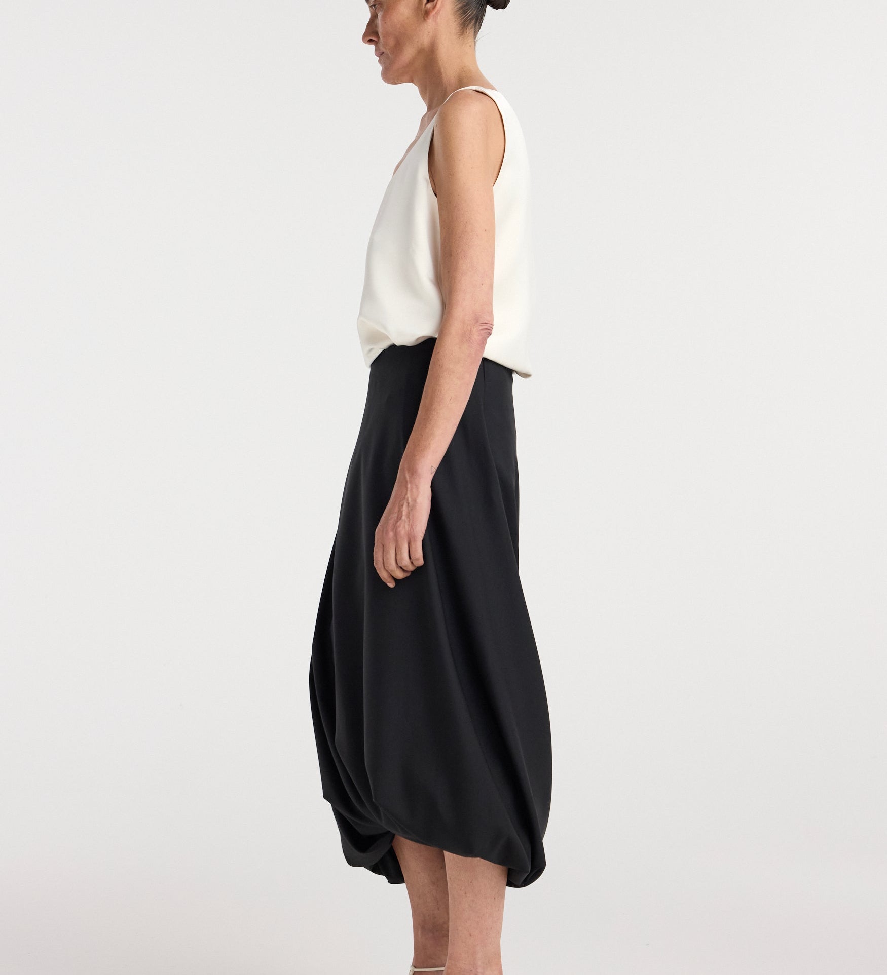 ROHE - Satin scoop - neck top | ivory