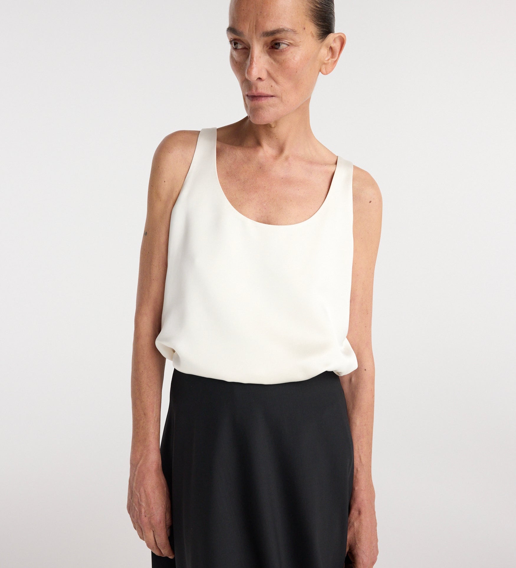 ROHE - Satin scoop - neck top | ivory