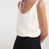 ROHE - Satin scoop - neck top | ivory