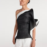 ROHE - Sculptural double layered top | black