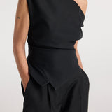 ROHE - Off shoulder lapel top | black