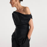 ROHE - Off shoulder lapel top | black