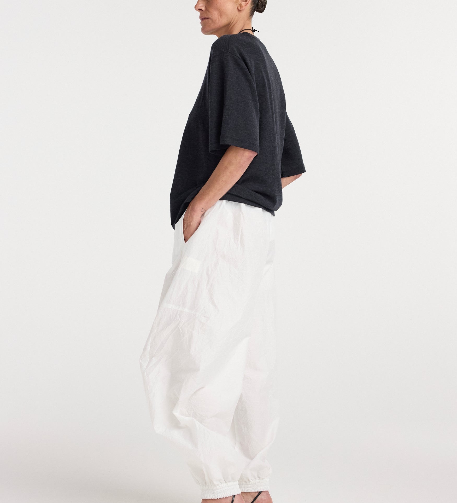ROHE - Oversized merino t - shirt | anthracite melange