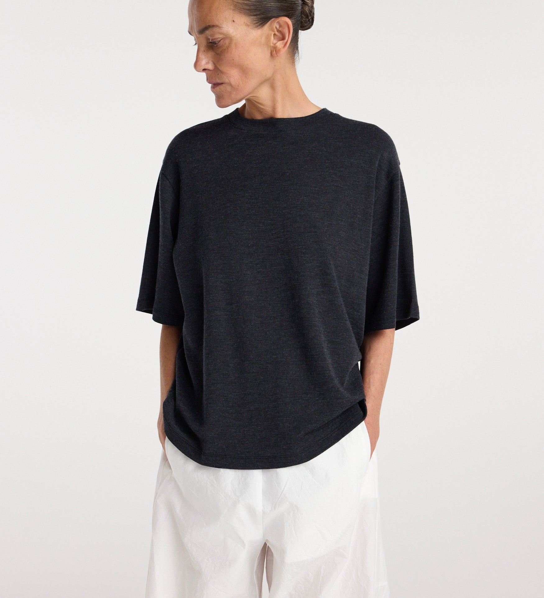 ROHE - Oversized merino t - shirt | anthracite melange
