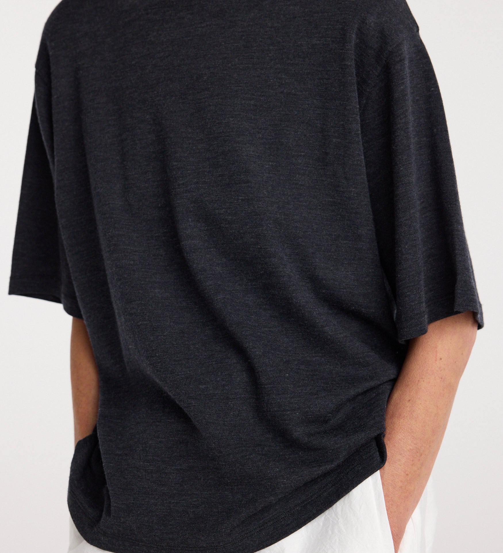 ROHE - Oversized merino t - shirt | anthracite melange
