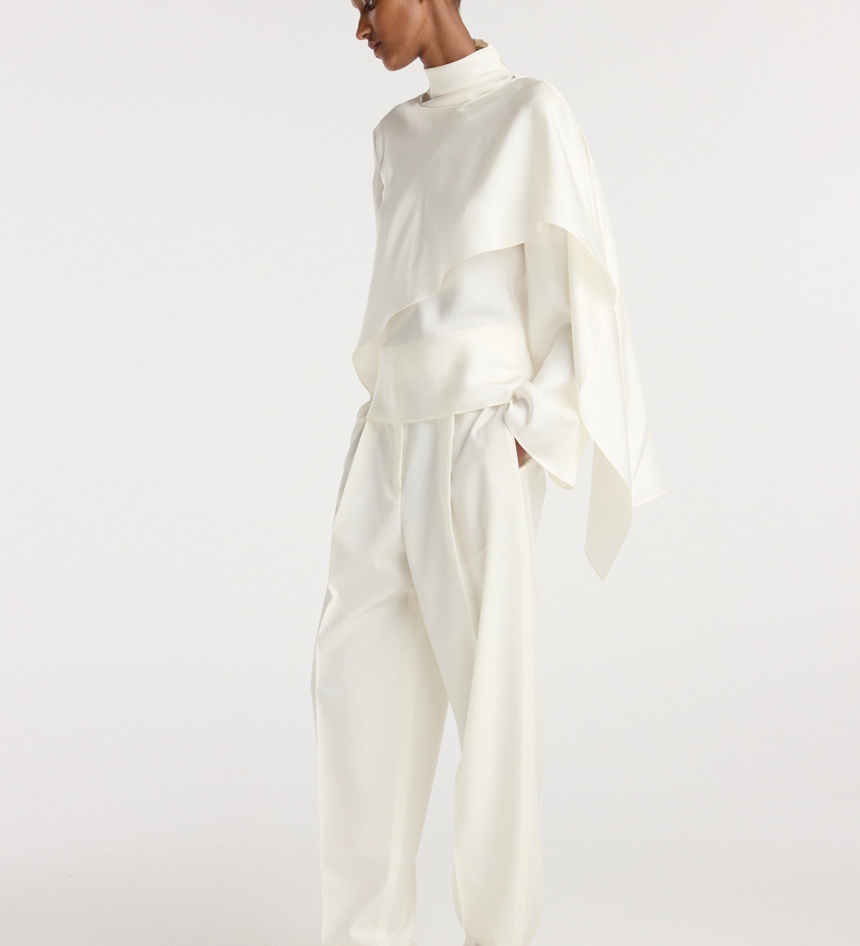 ROHE - Silk foulard top | cream