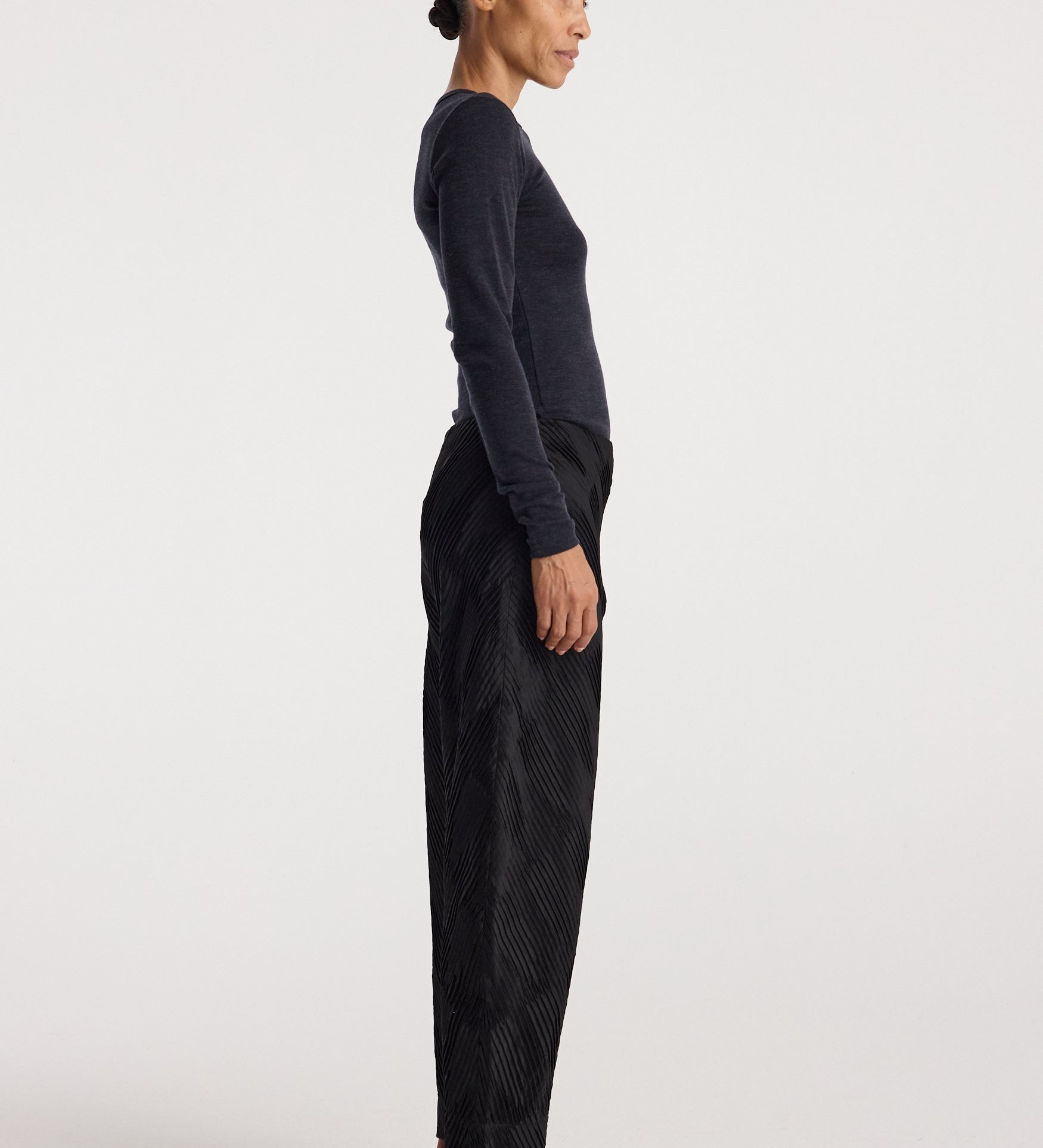 ROHE - Fine merino long sleeve | anthracite melange