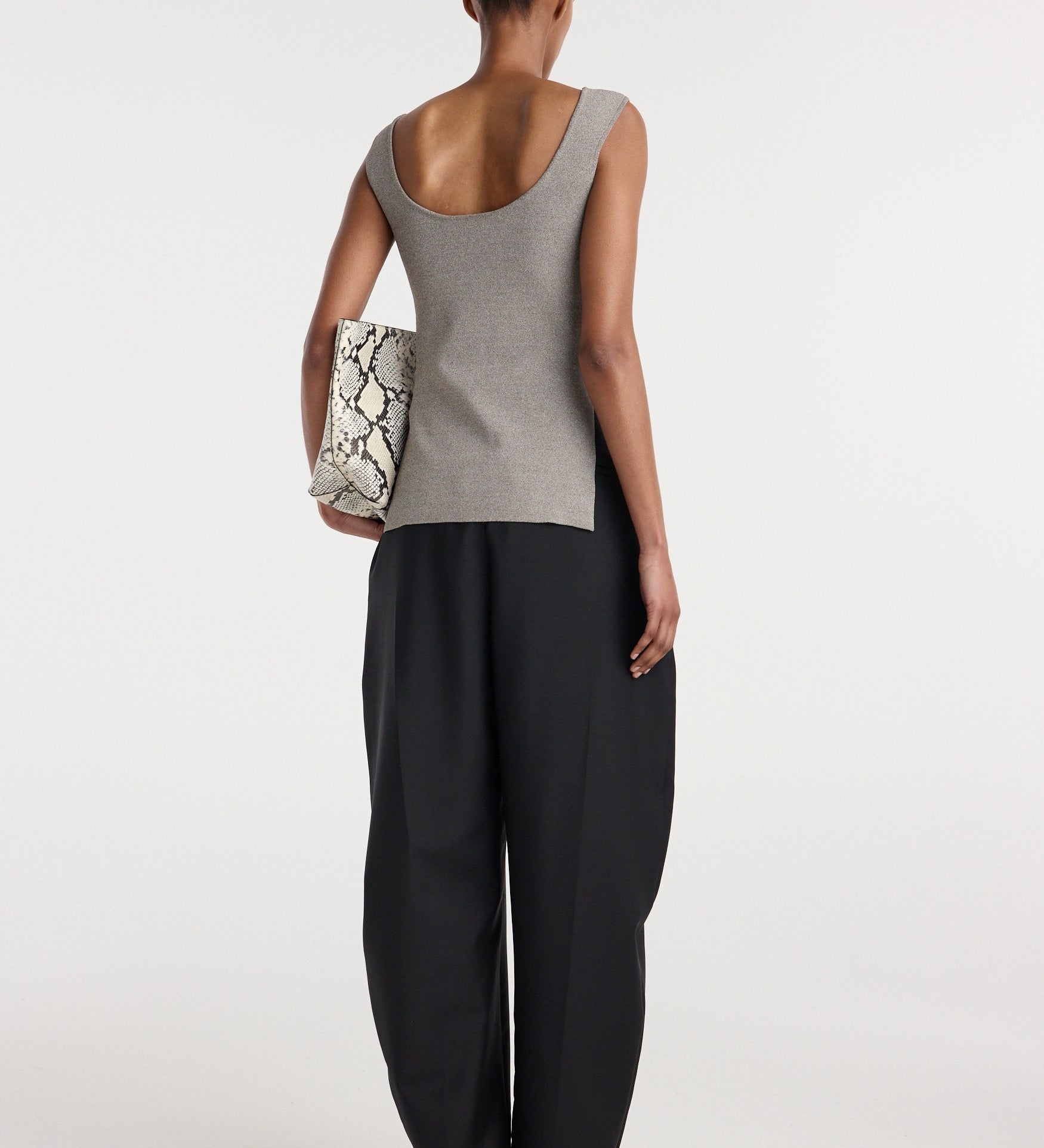 ROHE - Long knitted bustier top | taupe melange