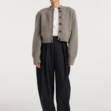 ROHE - Statement mouliné cardigan | dark taupe melange