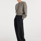 ROHE - Statement mouliné cardigan | dark taupe melange