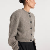 ROHE - Statement mouliné cardigan | dark taupe melange