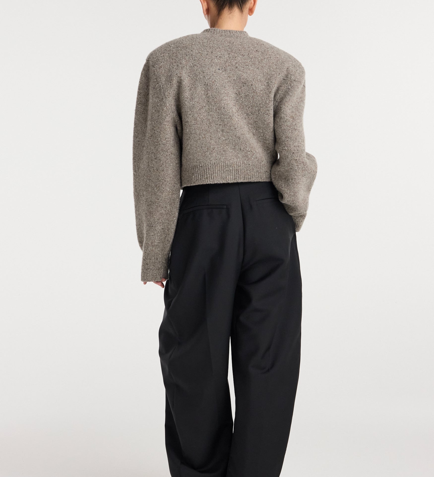 ROHE - Statement mouliné cardigan | dark taupe melange