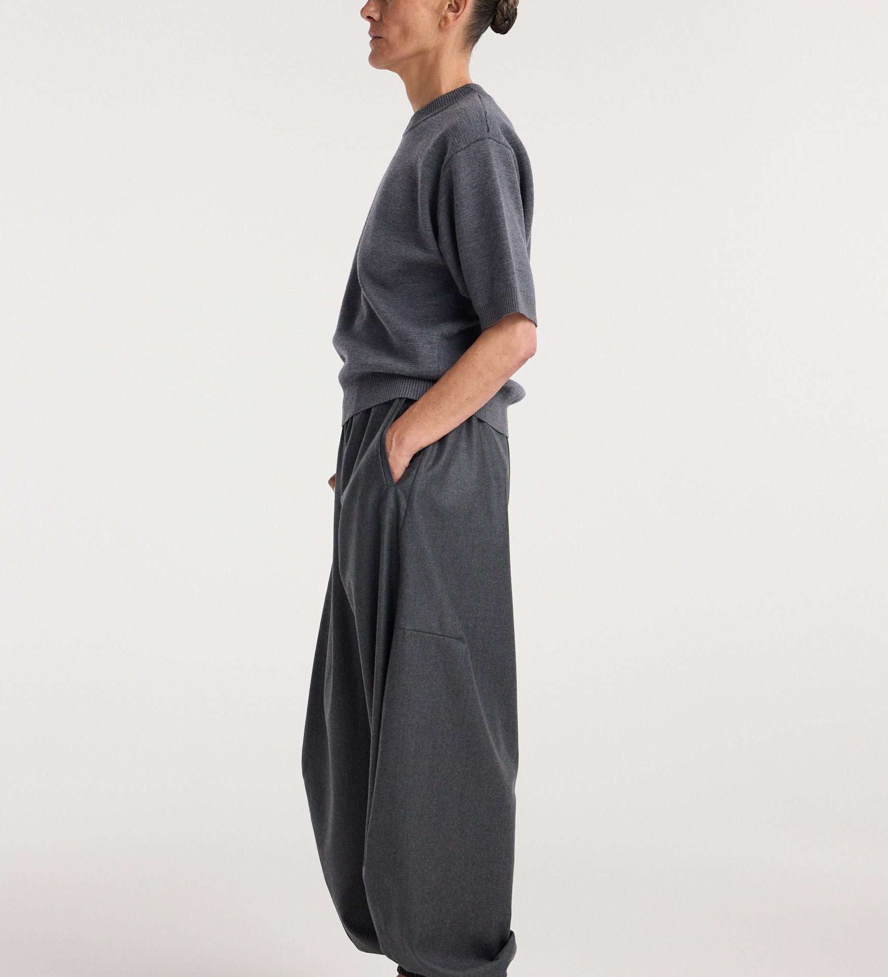 ROHE - Compact knitted top | dark grey melange