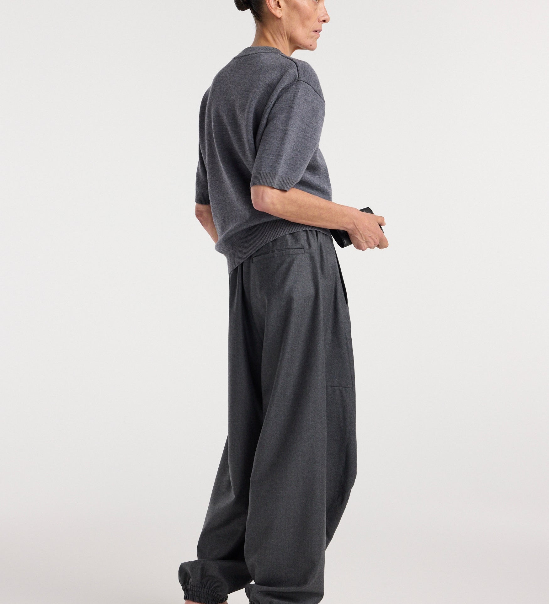 ROHE - Compact knitted top | dark grey melange