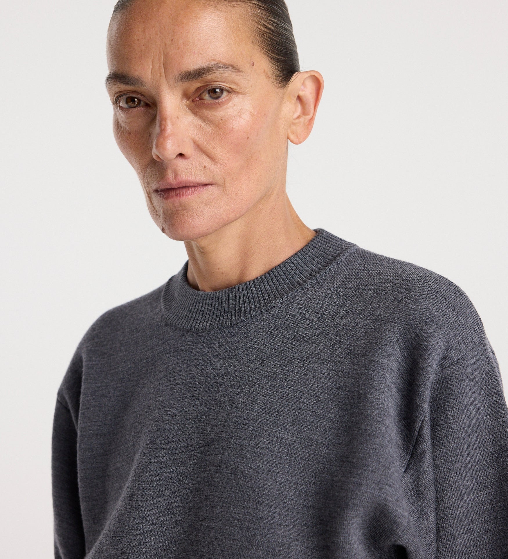 ROHE - Compact knitted top | dark grey melange