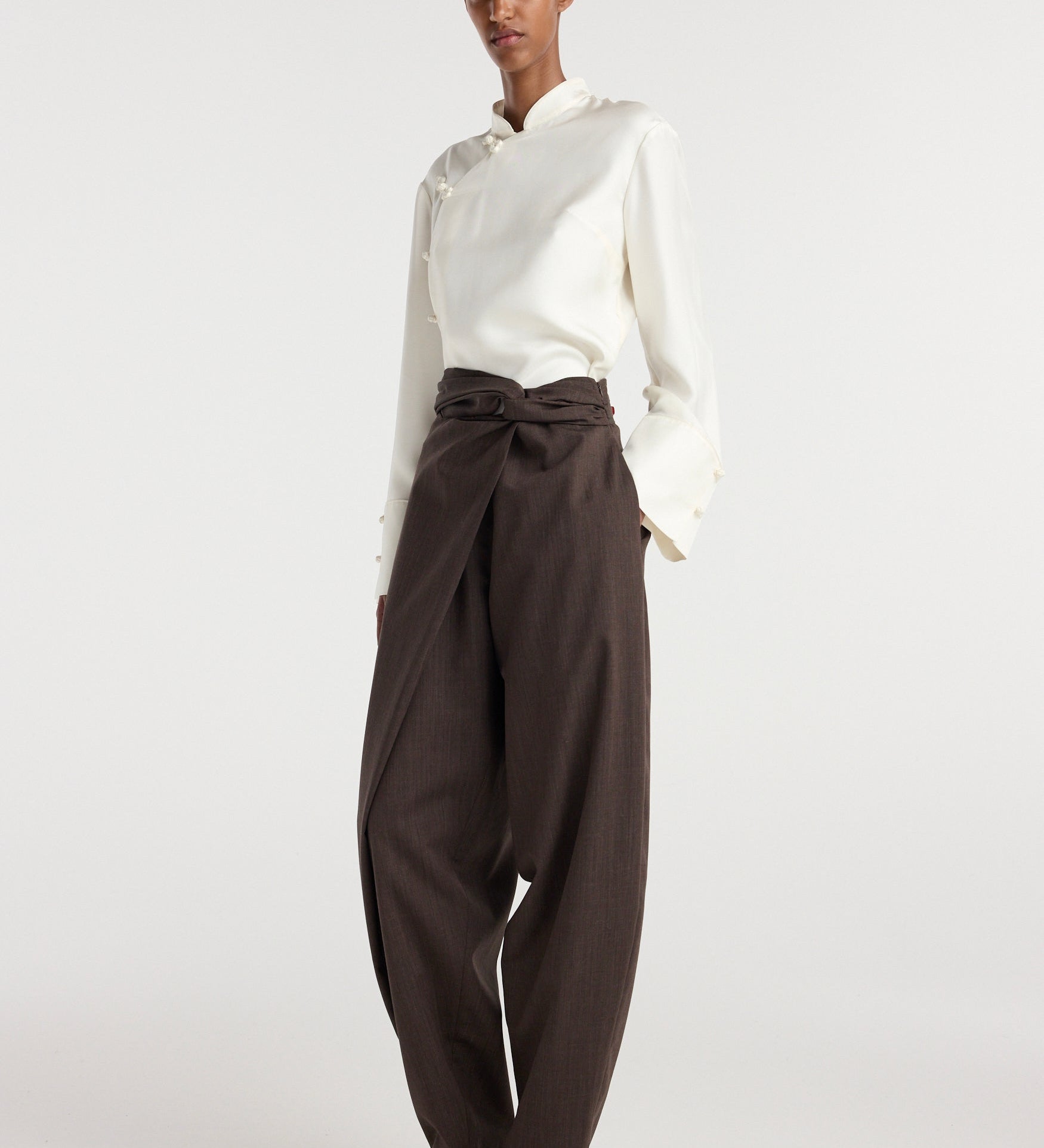 ROHE - Sarong knot trousers | dark brown