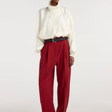 ROHE - Daria - Single pleat tapered trousers | carmine
