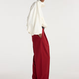 ROHE - Daria - Single pleat tapered trousers | carmine