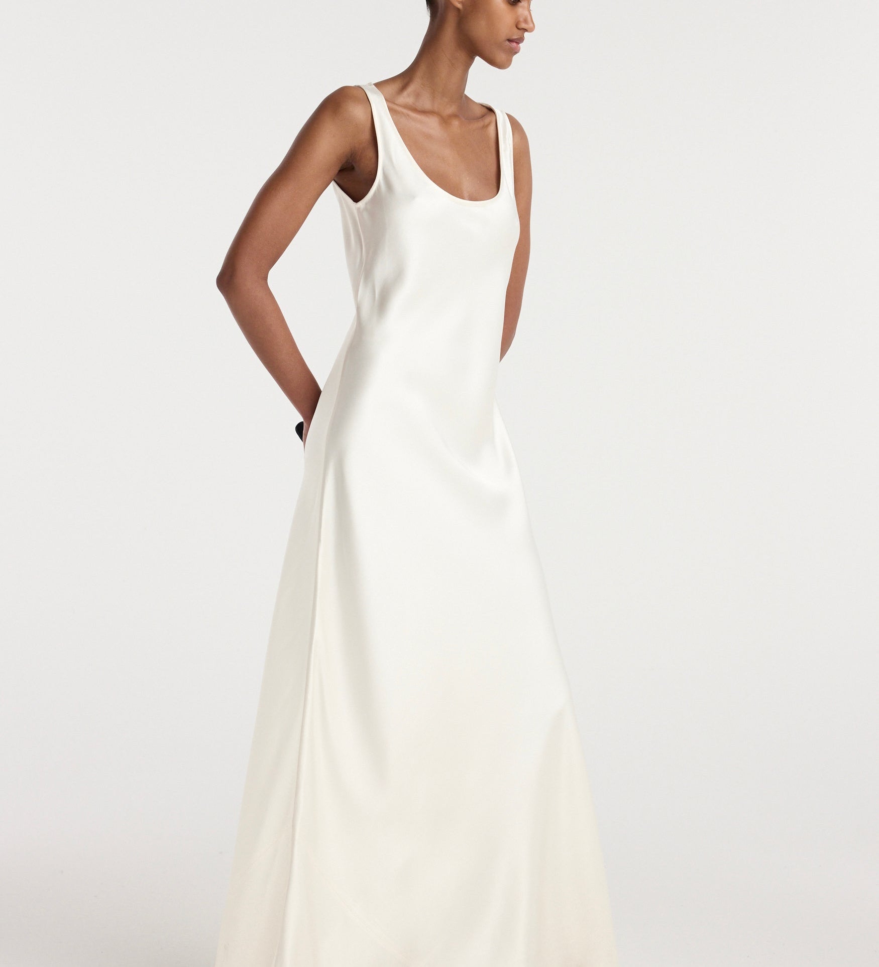ROHE - Scoop neck satin dress | ivory